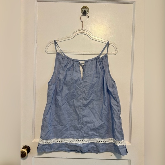 Haven Well Within cotton Blue Camisole with Lace Detail Tank Top Size L - Picture 4 of 4